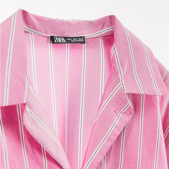 ZARA STRIPED 100% SILK SHIRT - Picture 5 of 9